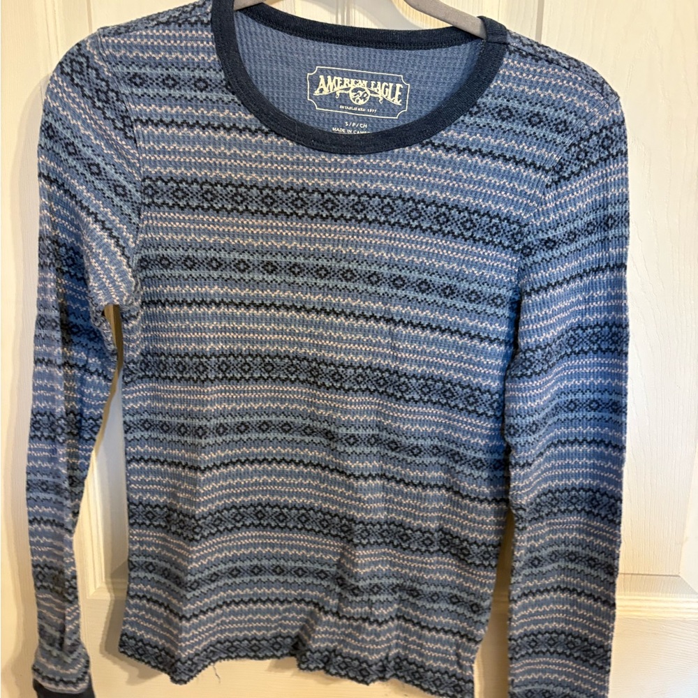 American Eagle Outfitters Blue Fair Isle Thermal